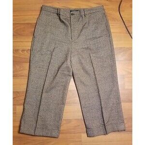 $195 Lauren Ralph Lauren Black Label Womens 14W Brown Tweed Wool Blend Pants T37